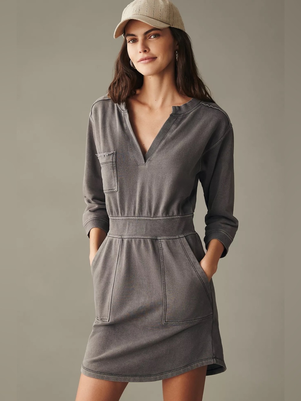Anthropologie Daily Practice Utility Sweatshirt Mini Dress Sz Medium Athletic